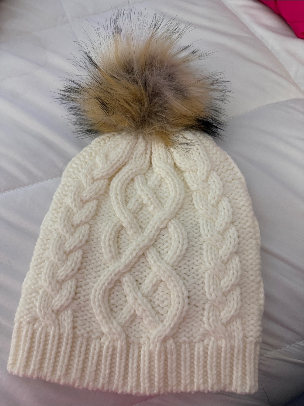 J Crew Adult Cozy Cream Cable Knit Pom Beanie - Ladies accessories